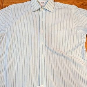 Brooks Brothers Dress Shirt L/S white w/green/blue stripes